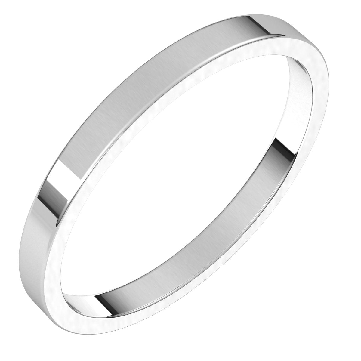 2mm flat wedding band in 10K White Gold