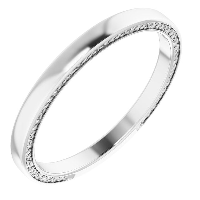 2mm sculptural stacking ring in Platinum