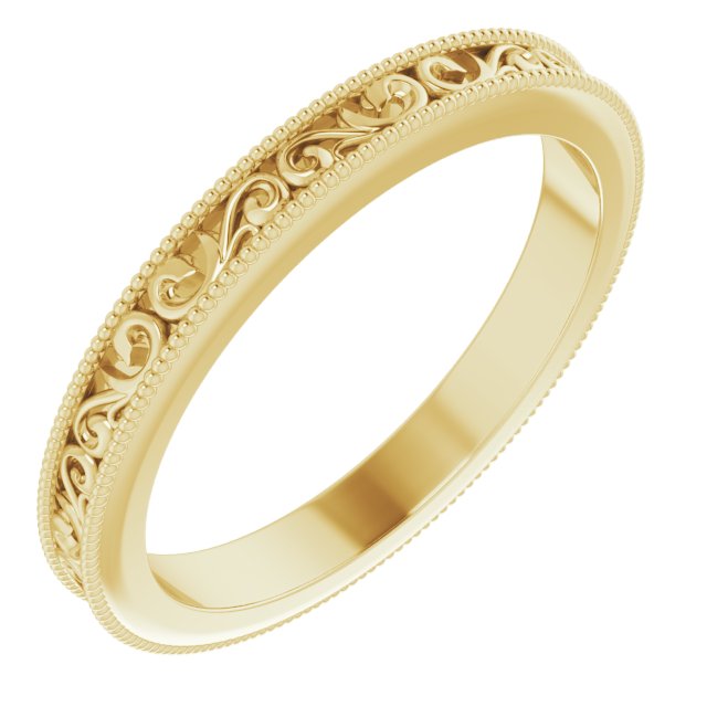 2.5mm milgrain-edge sculptural stacking ring in 14K Yellow Gold