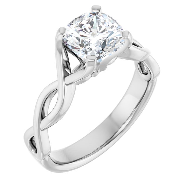 2.1 ct Cushion Lab-Grown Diamond Grand Rope Solitaire Engagement Ring