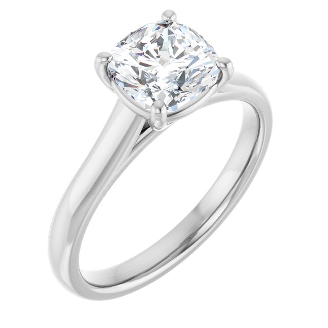 2.1 ct Cushion Lab-Grown Diamond Knife-Edge Solitaire Engagement Ring