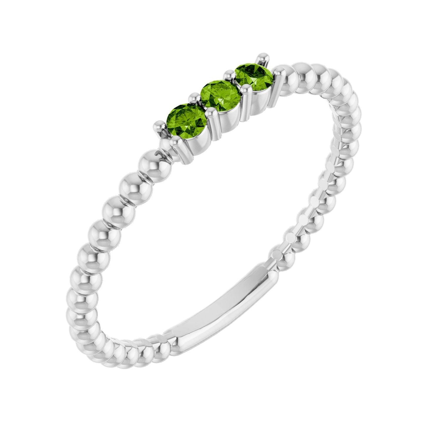 Peridot Beaded Ring in 14K White Gold