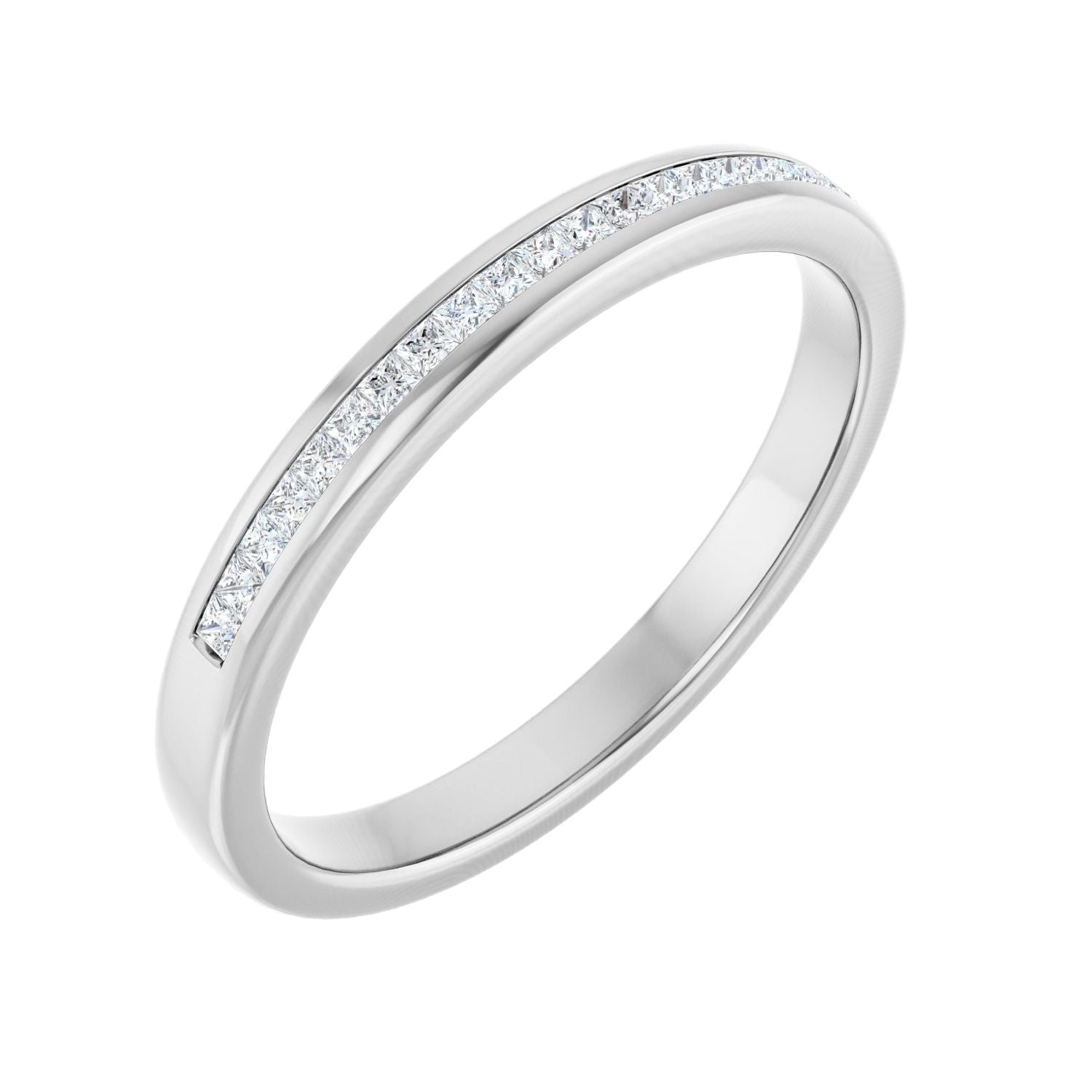 White Gold fine channel men's diamond wedding band, 0.21 ctw lab-grown round diamonds