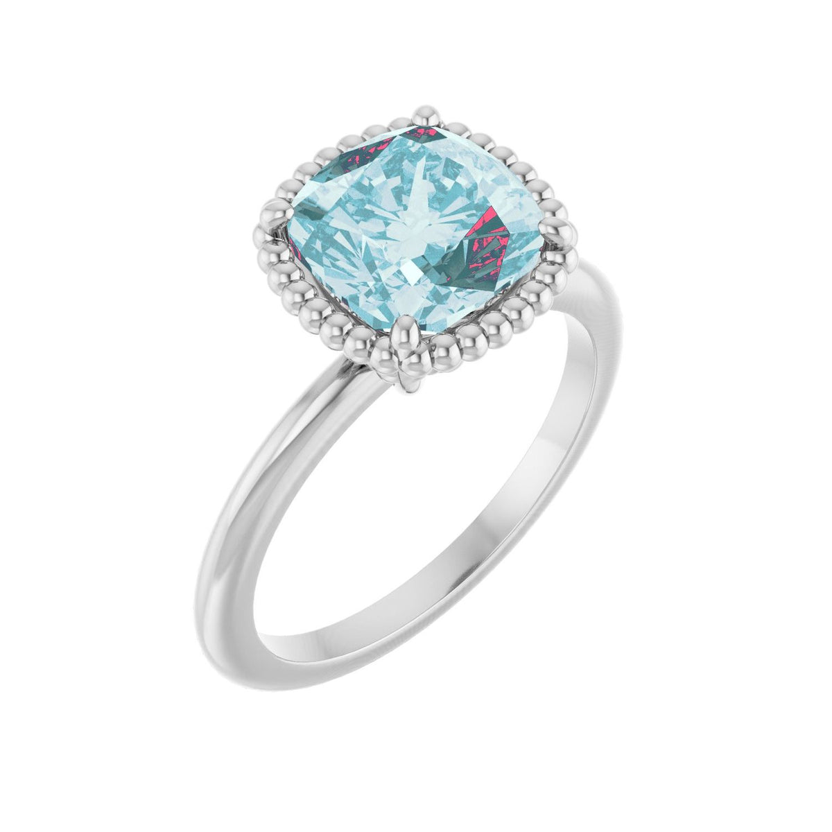 Blue Topaz Cushion Solitaire in 14K White Gold