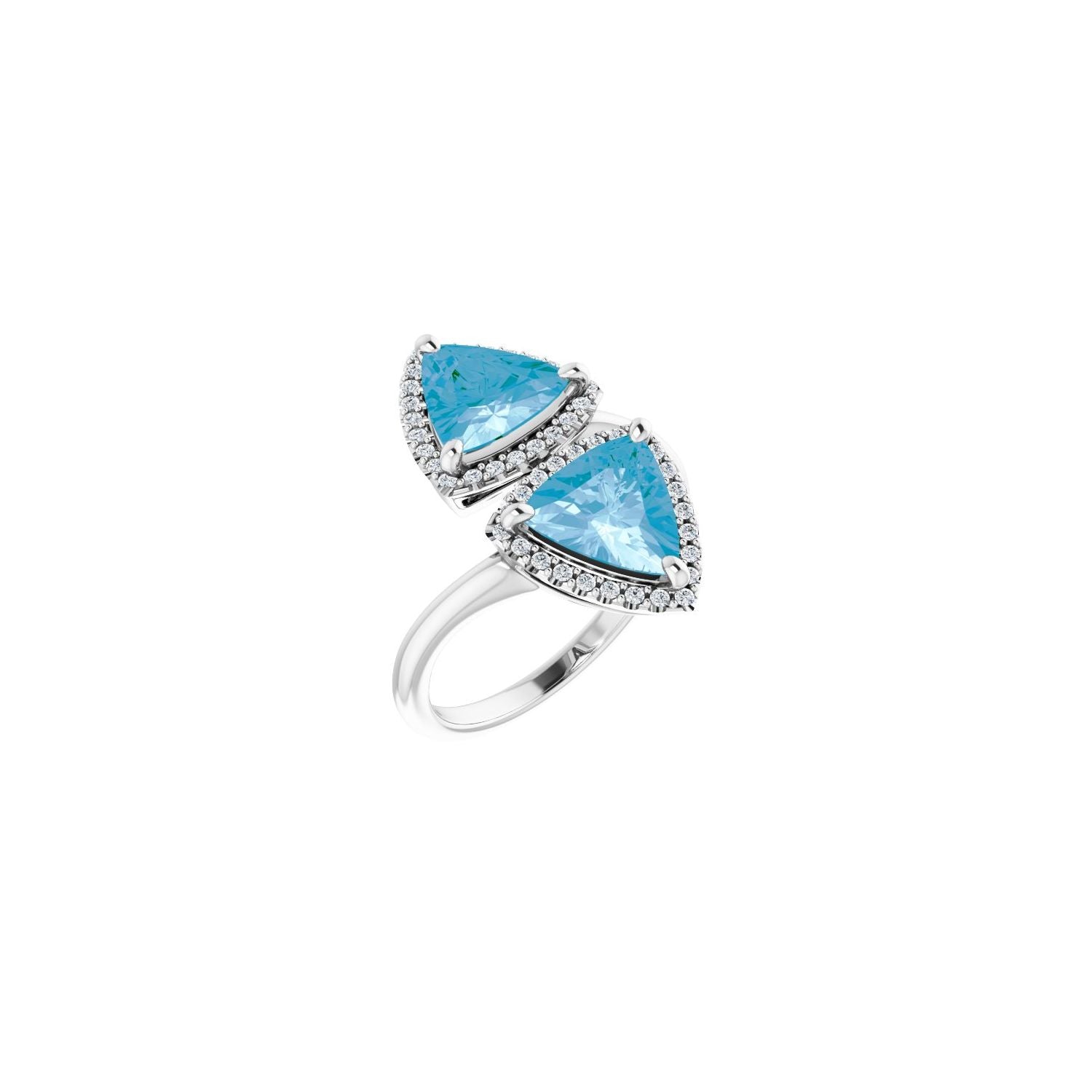Blue Topaz Trillion Diamond-Accent Ring (1/5 ctw) in 14K White Gold