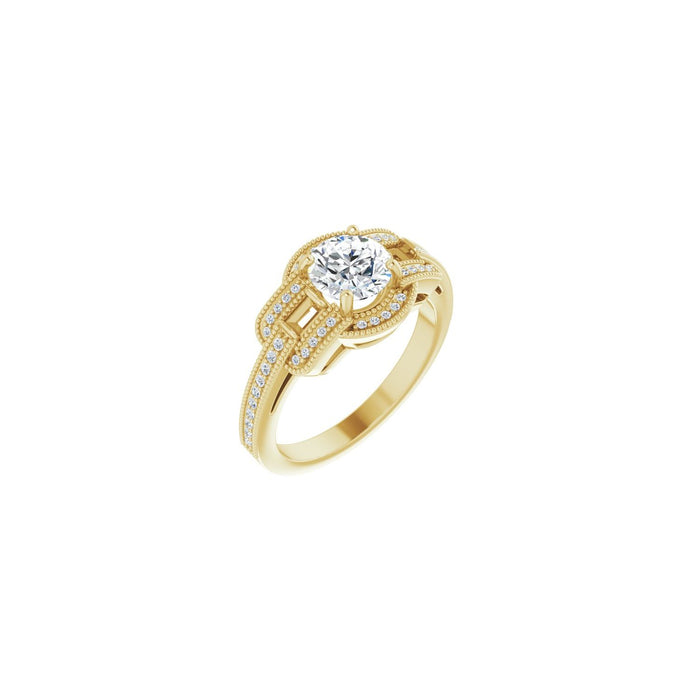 1.0 ct Cushion Lab-Grown Diamond Vintage Halo Engagement Ring — yellow gold