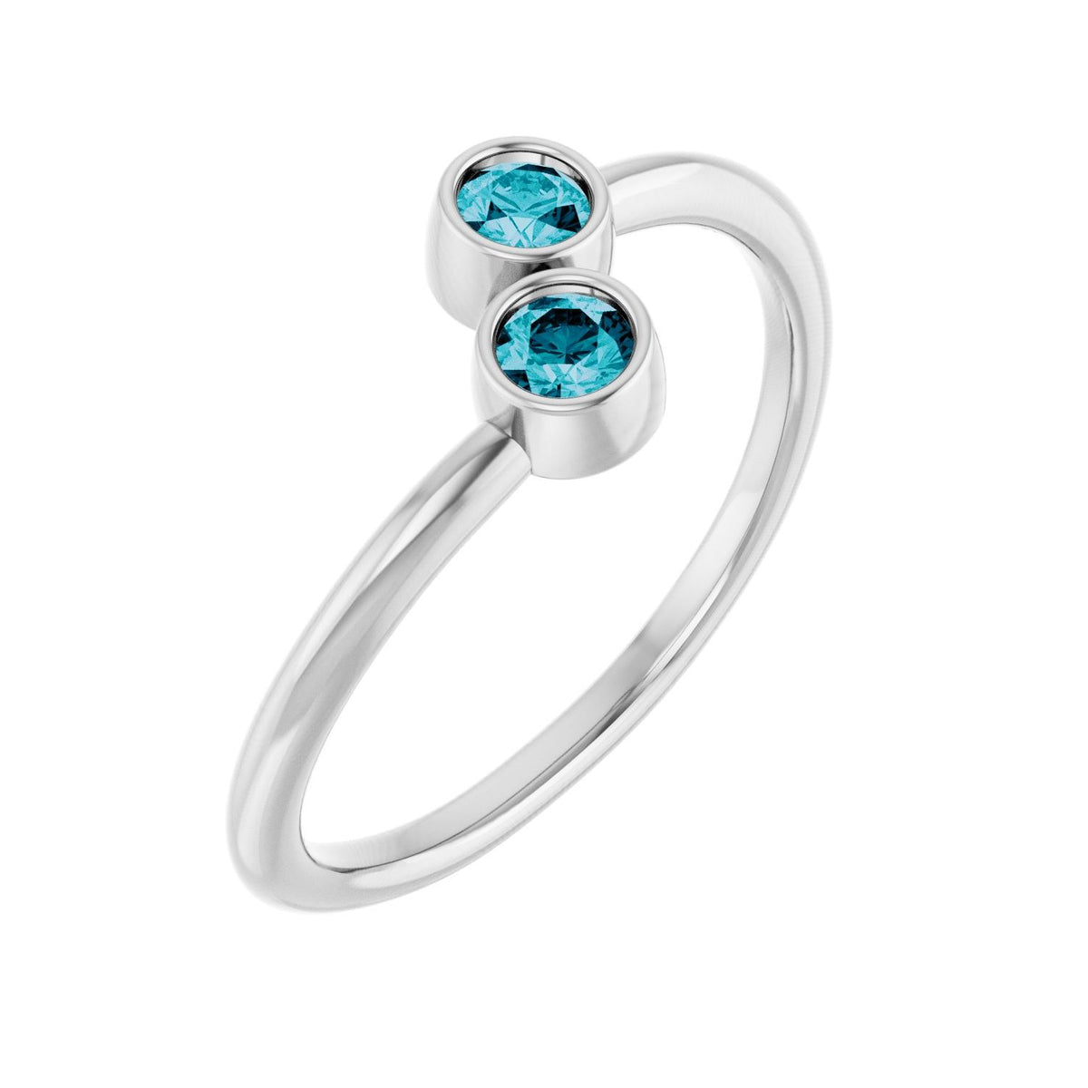 London Blue Topaz Two-Stone Ring in 14K White Gold