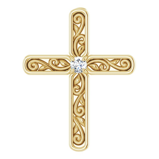 classic diamond cross pendant in 14k yellow gold