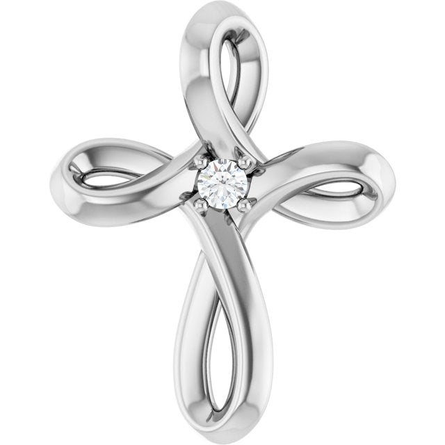 delicate diamond cross necklace in 14k white gold