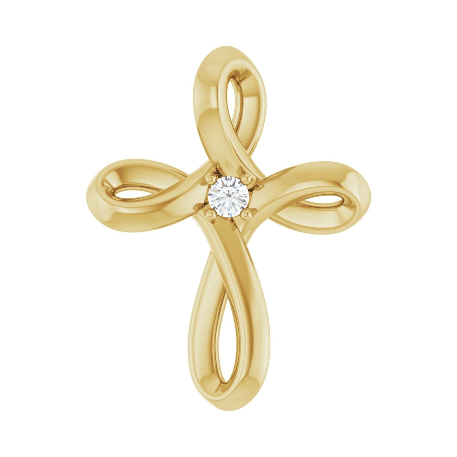 Delicate Diamond Cross Necklace in 14K Yellow Gold