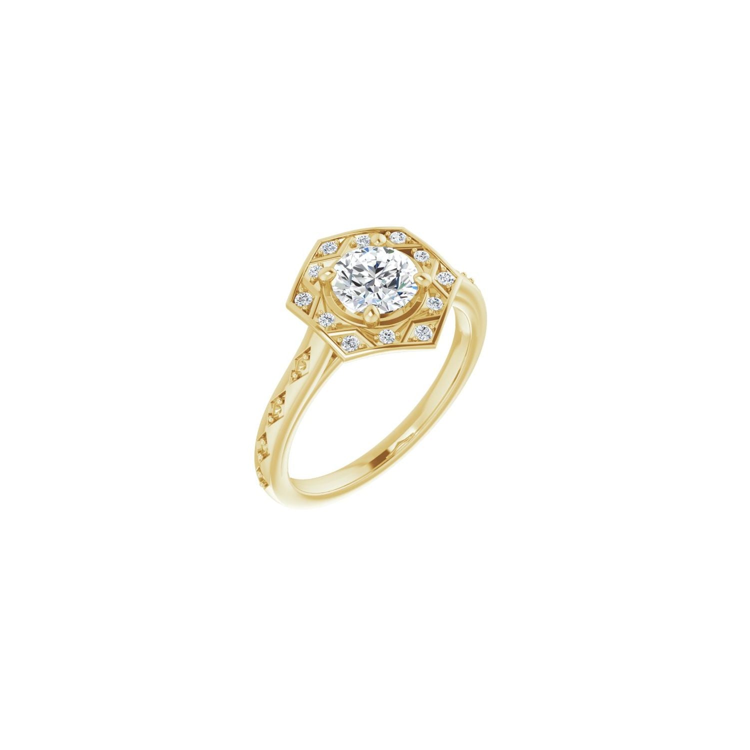 1.4 ct Cushion Lab-Grown Diamond Double-Edge Halo Engagement Ring — yellow gold
