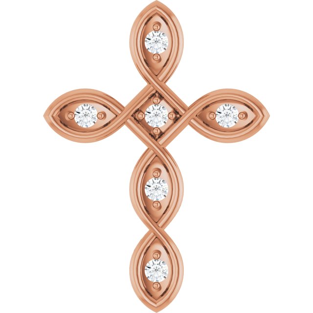 bold diamond cross pendant in 14k rose gold