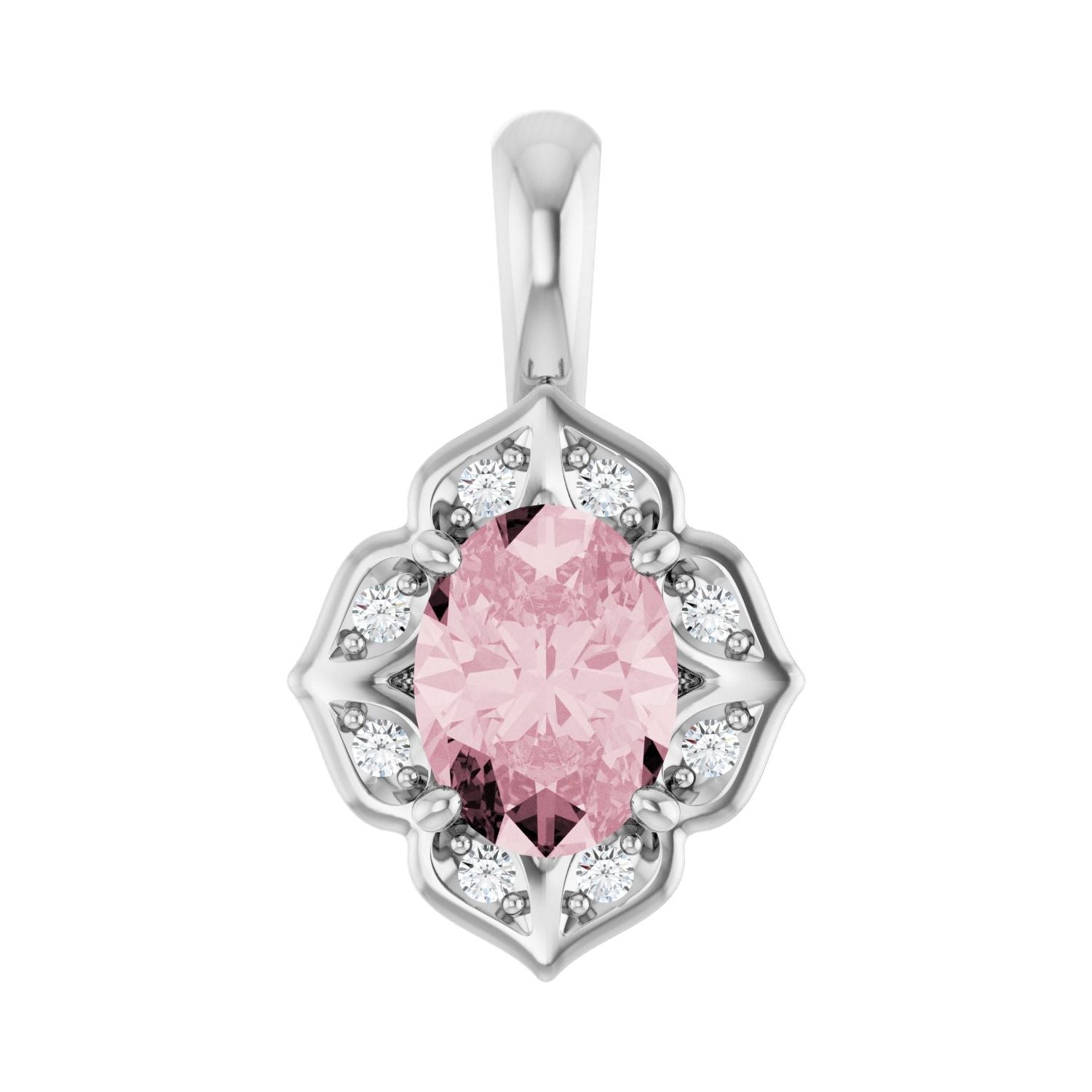 Pink Morganite Pendant with Diamond Accent (0.08 ctw) in 14K White Gold