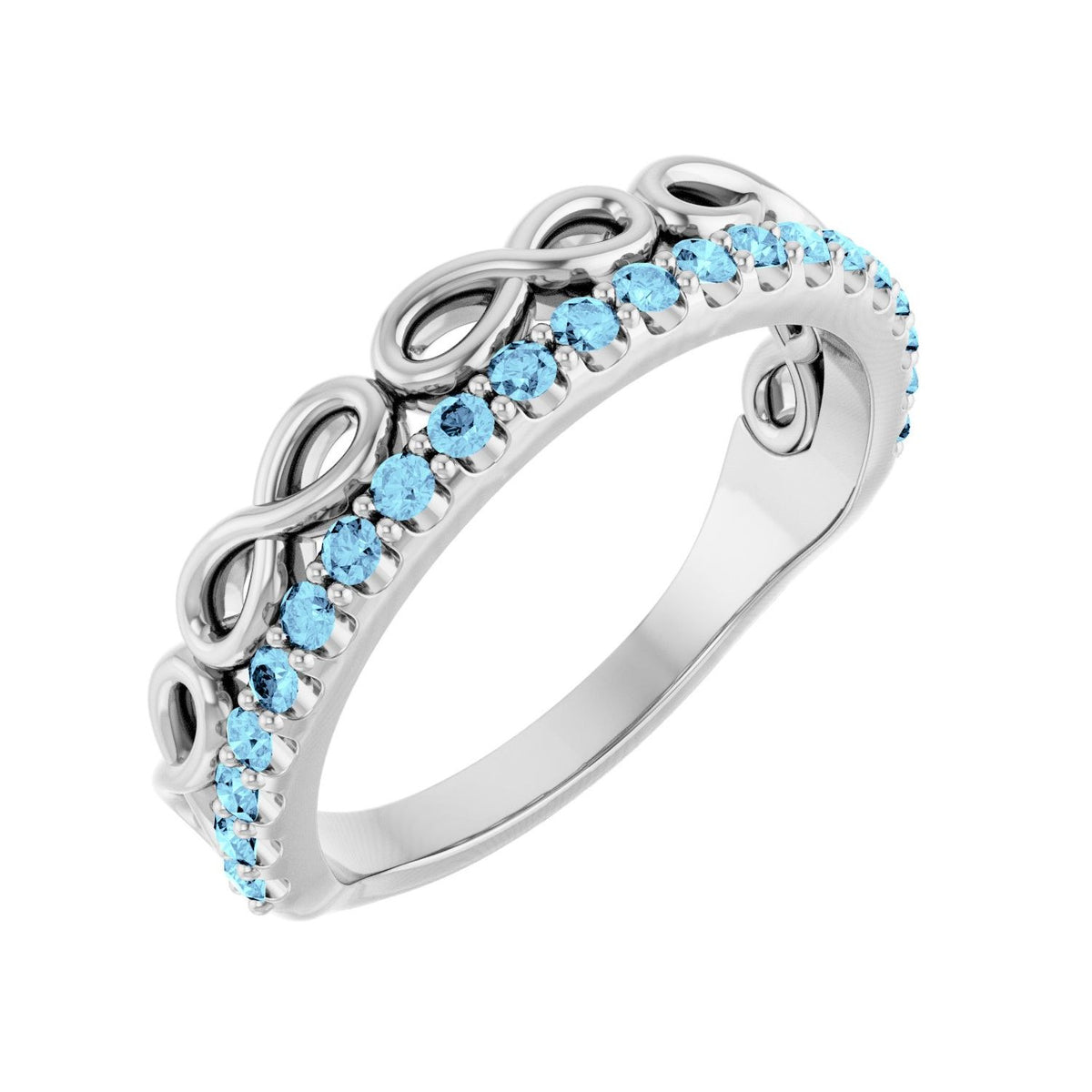 Natural Aquamarine Infinity Ring in 14K White Gold