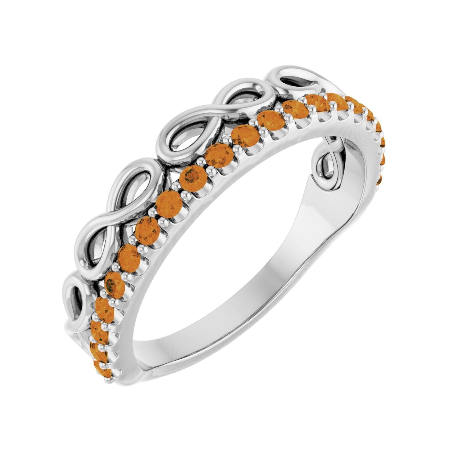 Citrine Infinity Stackable Ring in 14K White Gold