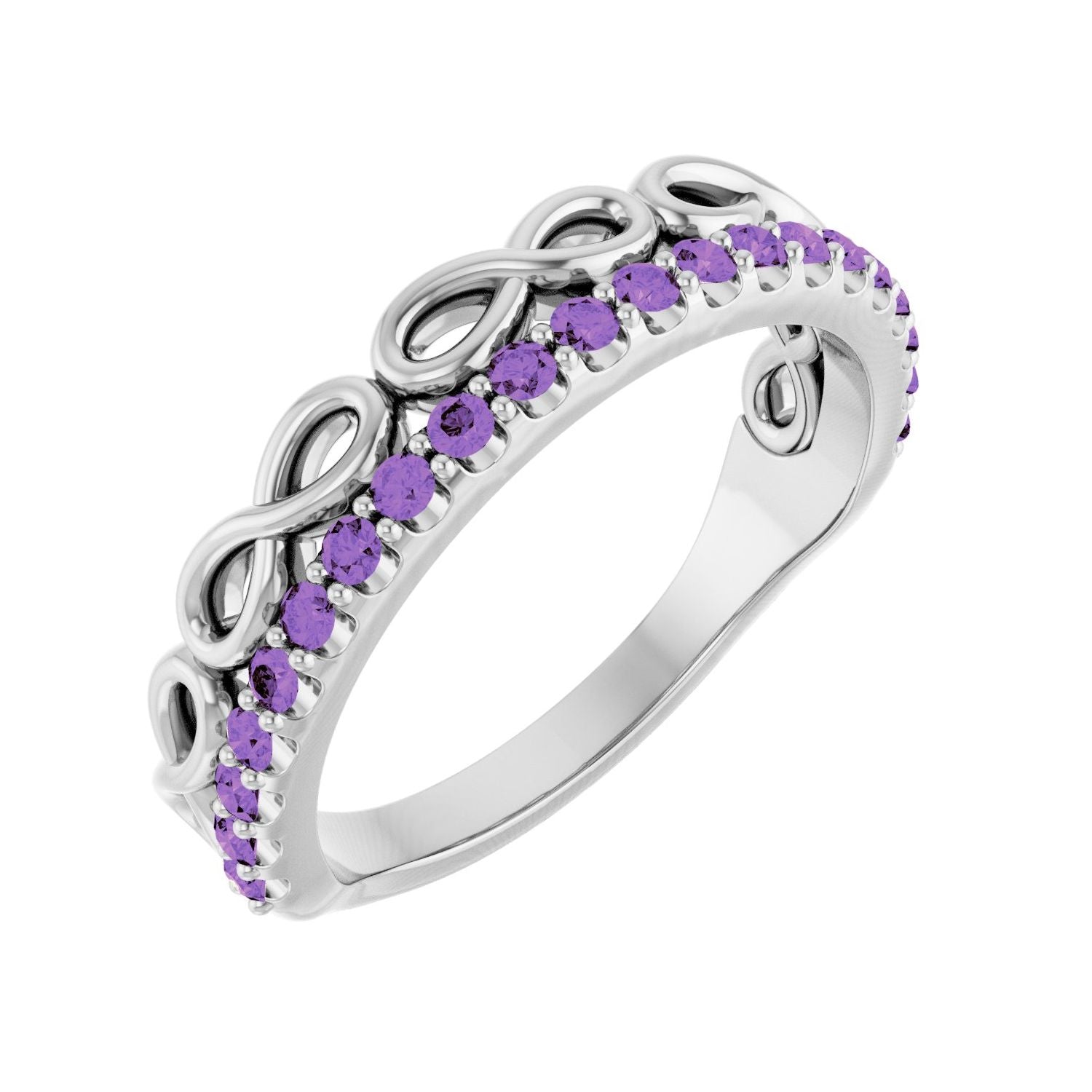 Amethyst Infinity Ring in 14K White Gold