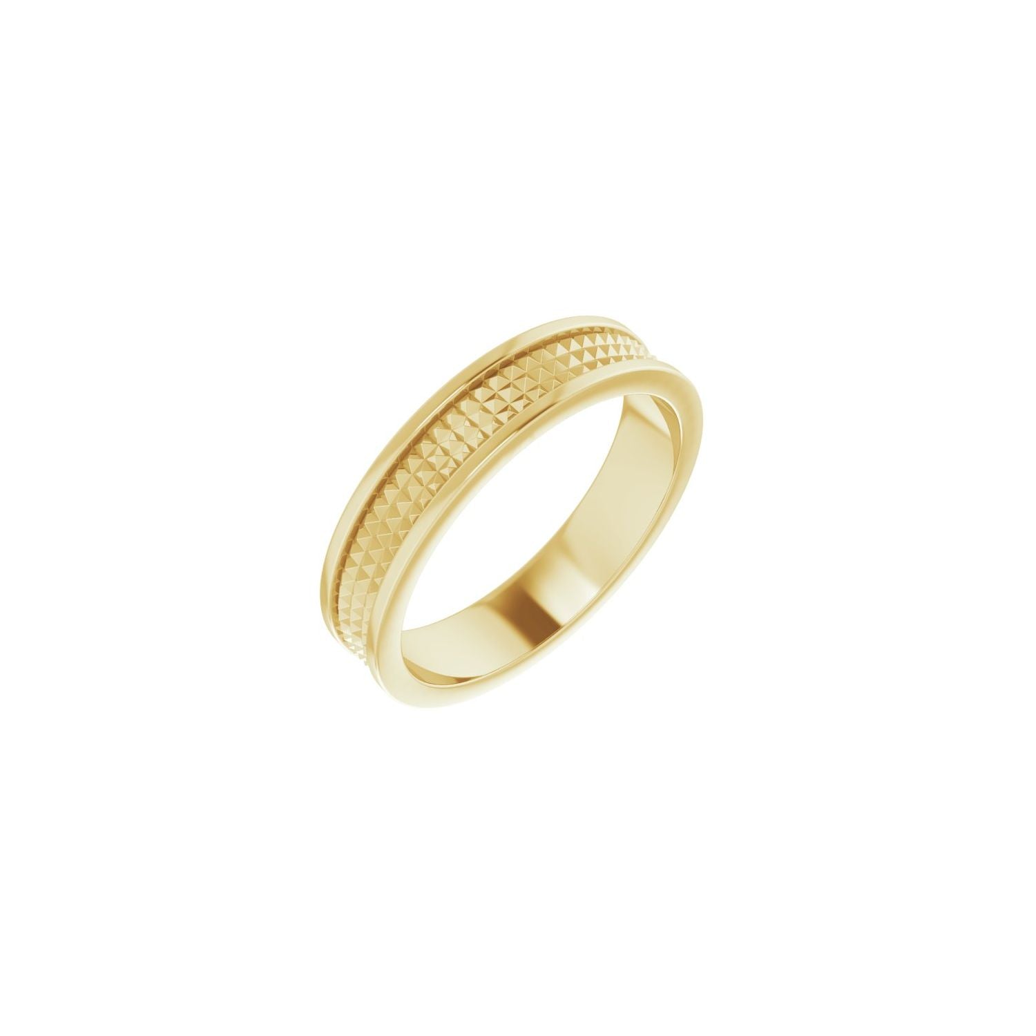 yellow gold geometric pyramid band men's wedding band