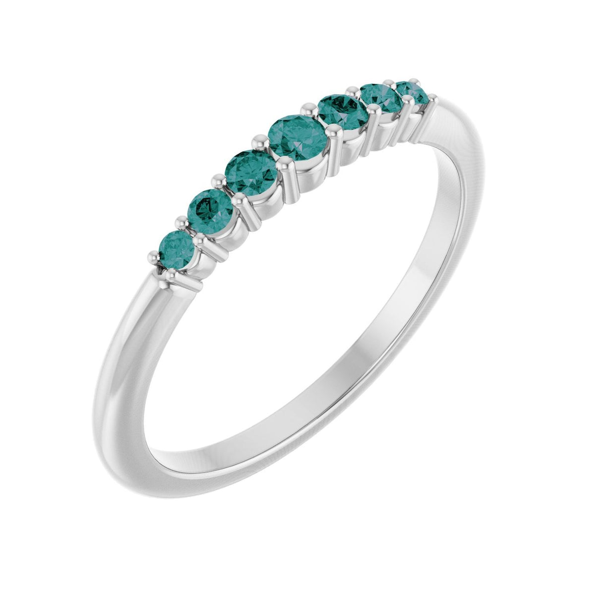 Alexandrite Side-Stone Stackable Ring in 14K White Gold