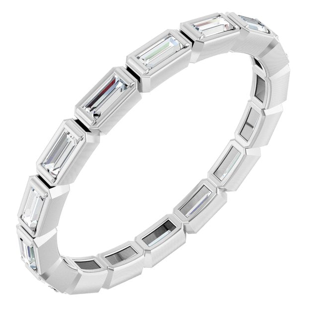 Bezel-Set Baguette Diamond Eternity Band in 14K White Gold