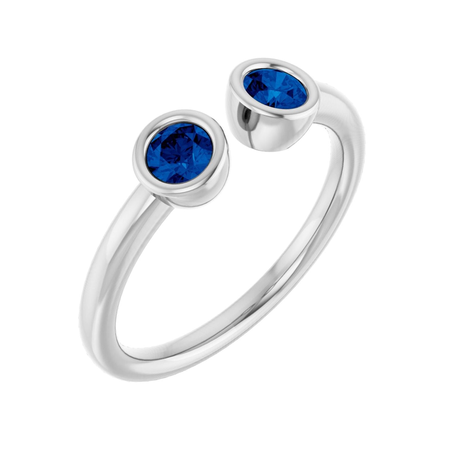 Blue Sapphire Two-Stone Ring in 14K White Gold