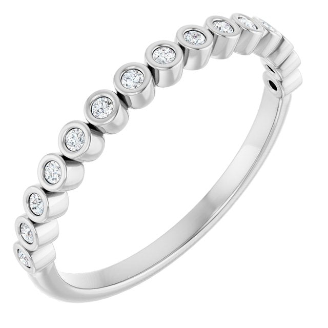Bezel-Set Diamond Anniversary Band in 14K White Gold