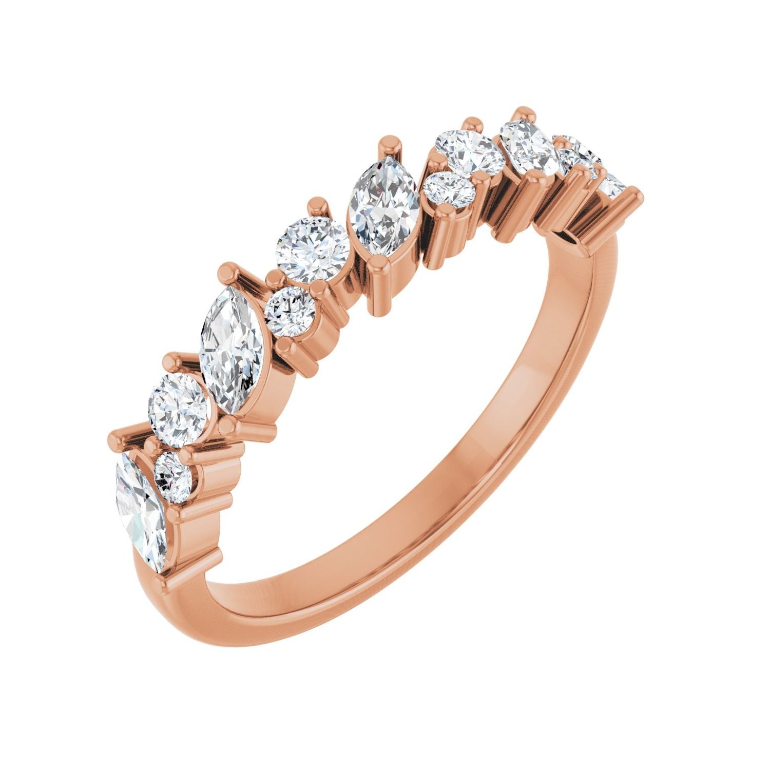Rose Gold marquise diamond marquise station diamond anniversary band