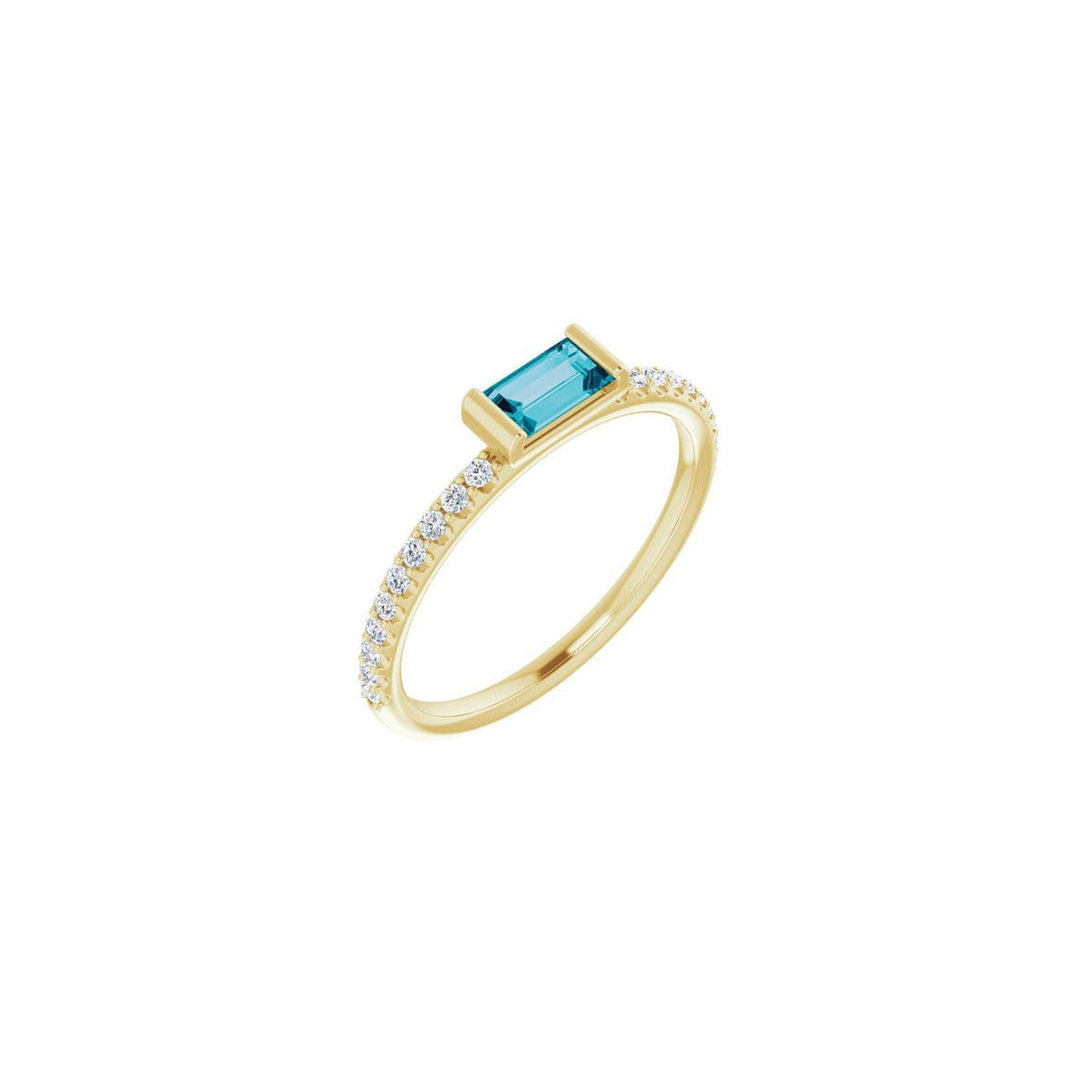 London Blue Topaz Baguette Stackable Diamond Band (1/6 ctw) in 14K Yellow Gold
