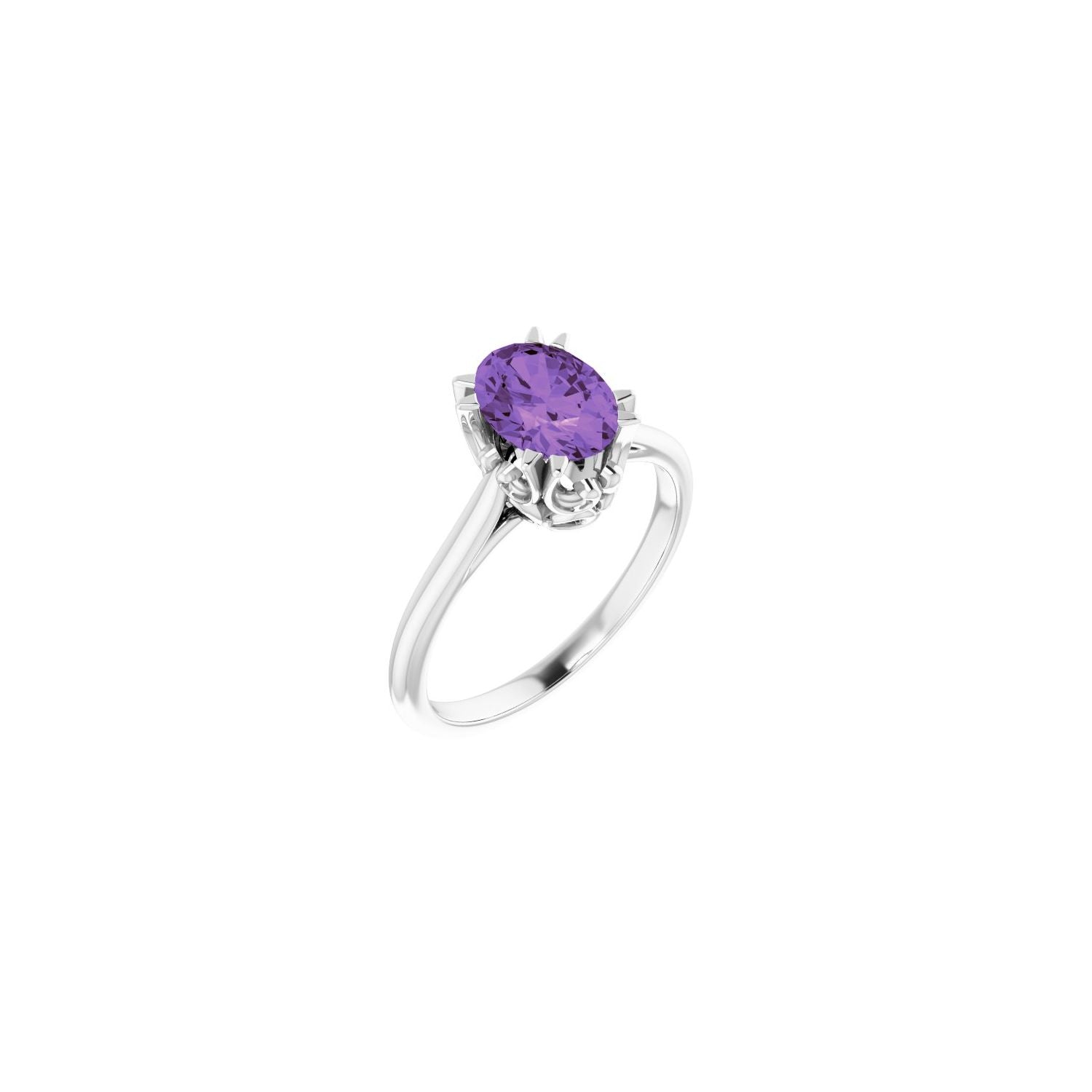 Oval-Cut Amethyst Ring in 14K White Gold