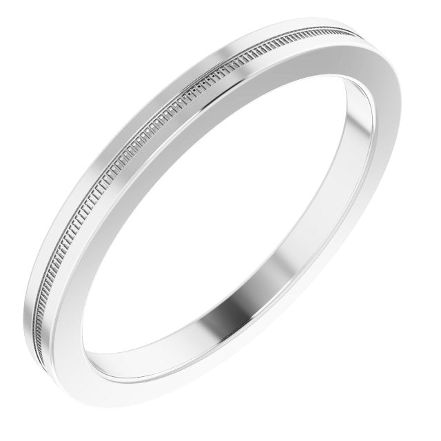 2mm milgrain grooved stacking band in Platinum