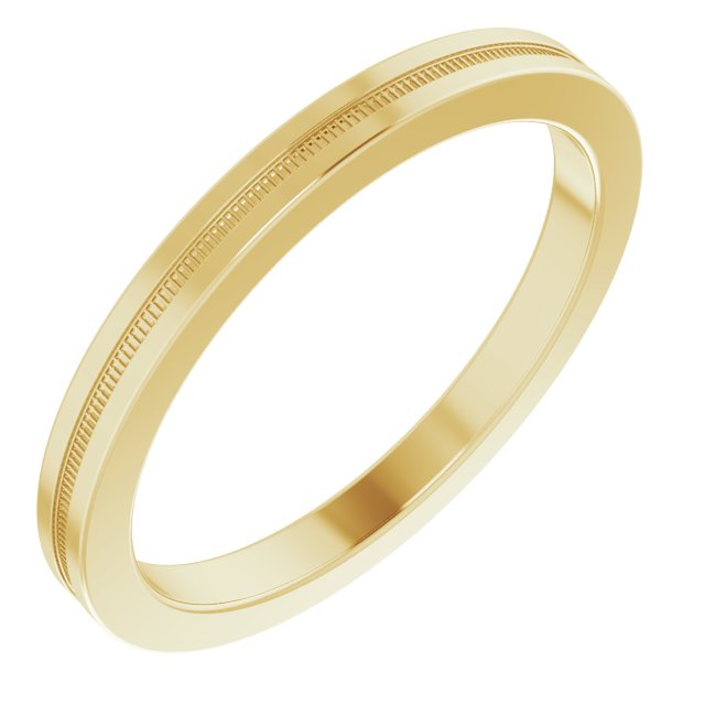 2mm milgrain grooved stacking band in 14K Yellow Gold