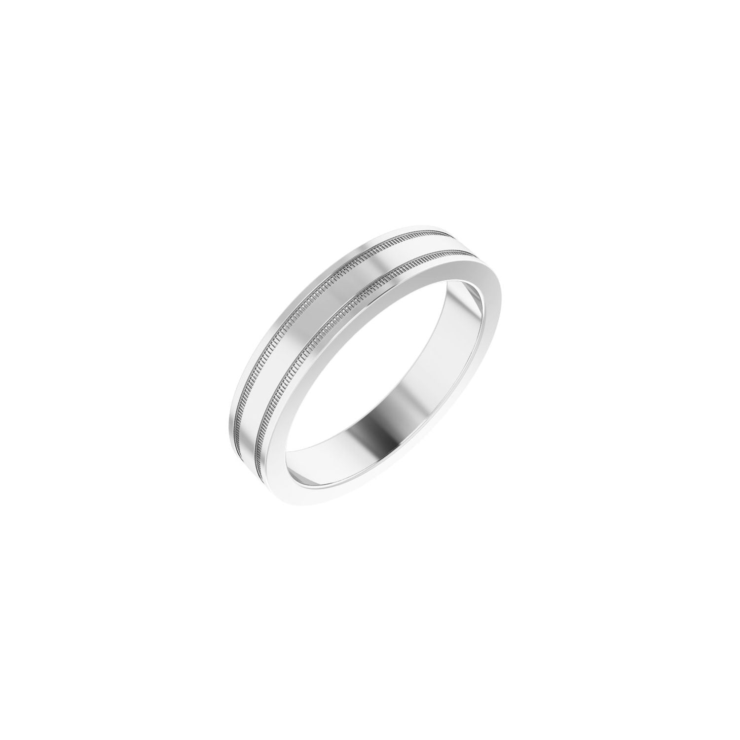 white gold milgrain grooved comfort-fit flat women's wedding band