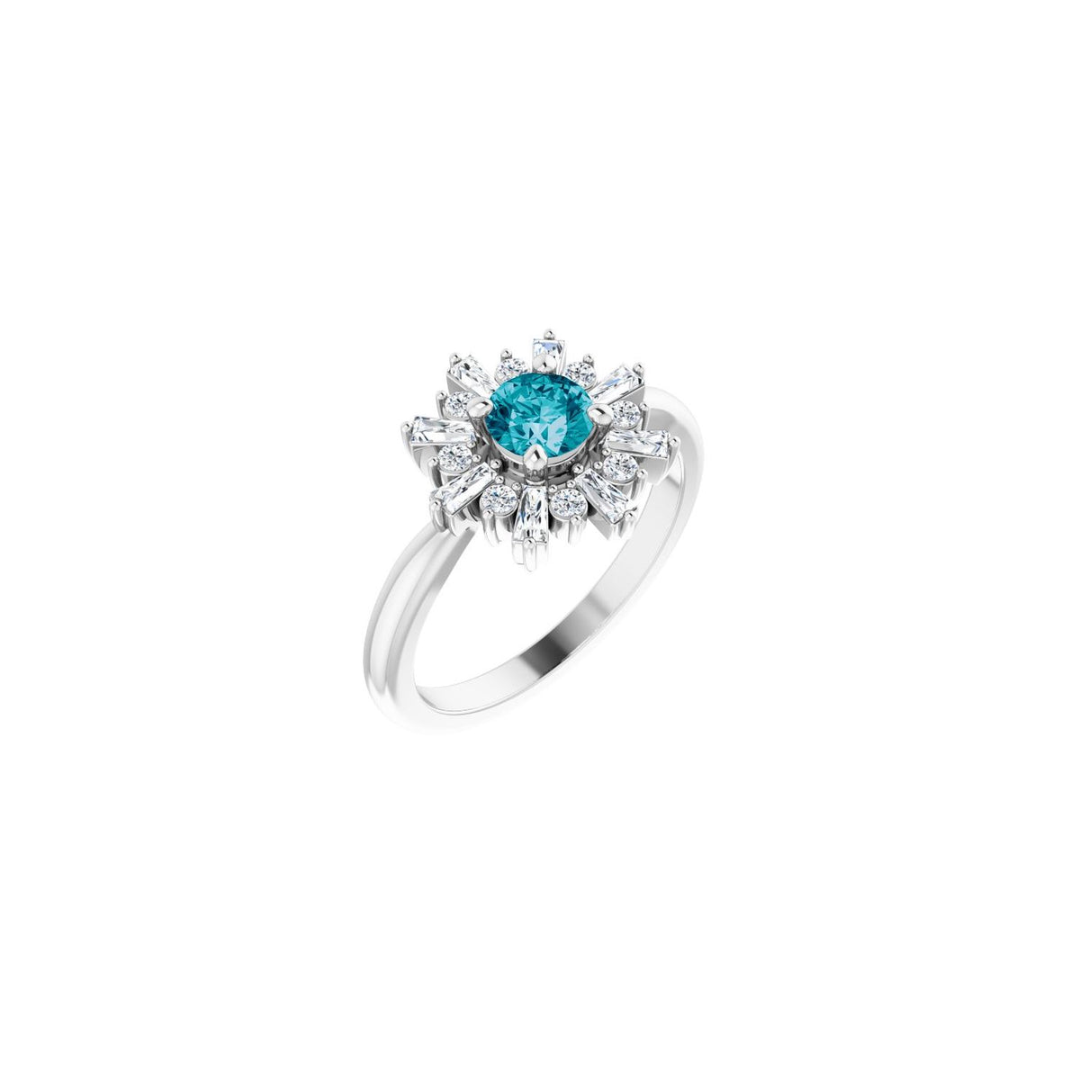 London Blue Topaz Round Diamond-Accent Ring (3/8 ctw) in 14K White Gold