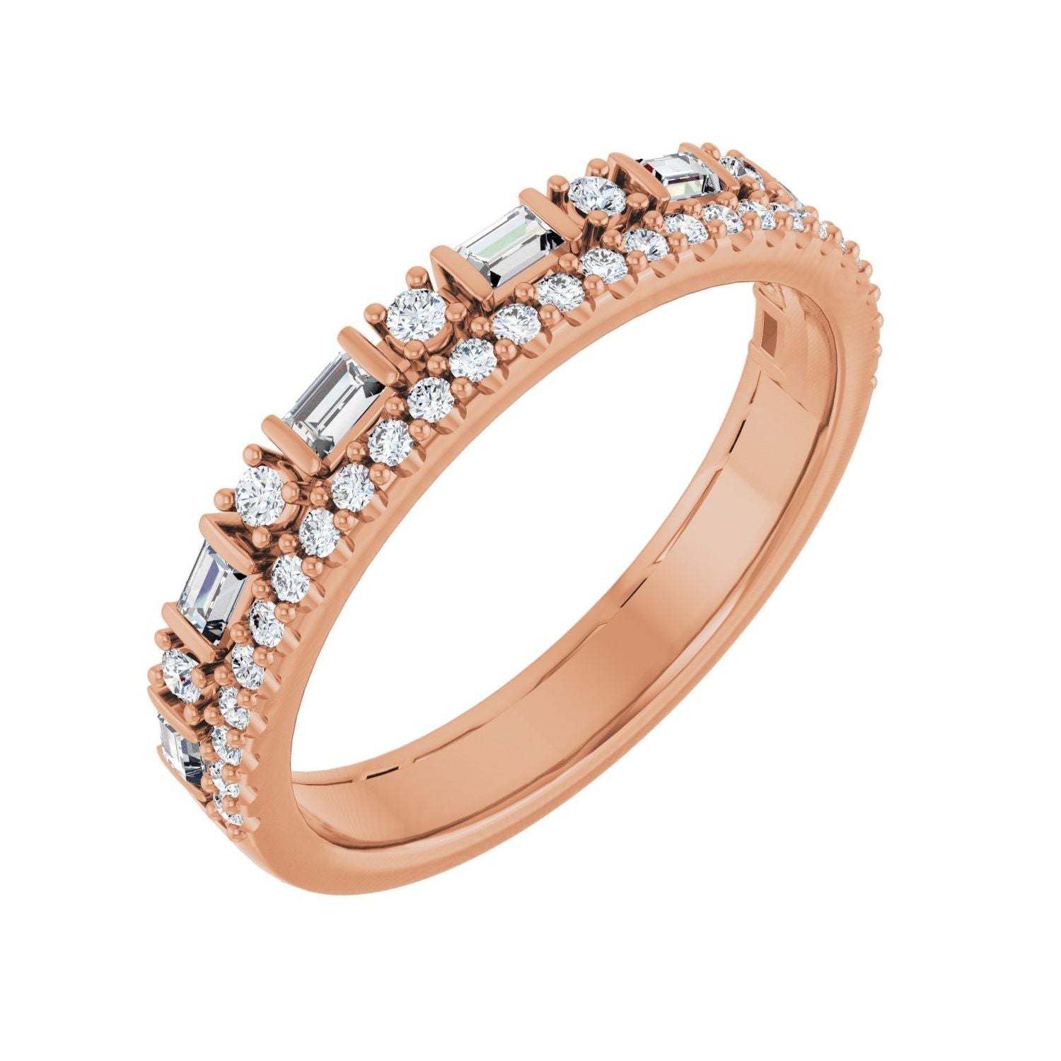 Rose Gold round diamond double row diamond anniversary band