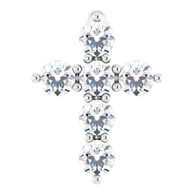 channel-set diamond cross pendant in 14k white gold