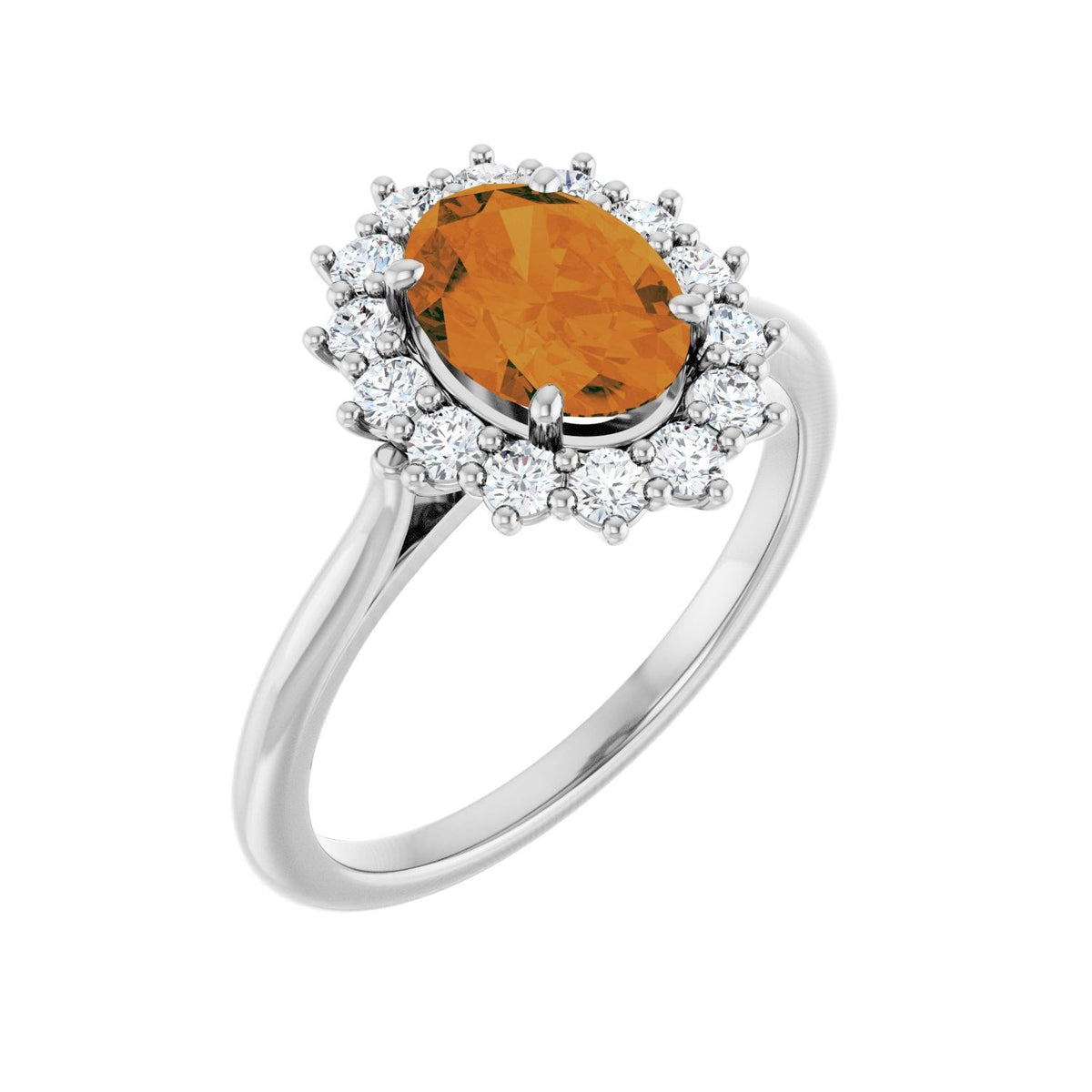 Citrine Diamond Statement Ring (3/8 ctw) in Platinum