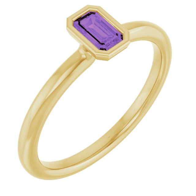 Amethyst Birthstone Stackable Ring in 14K Yellow Gold