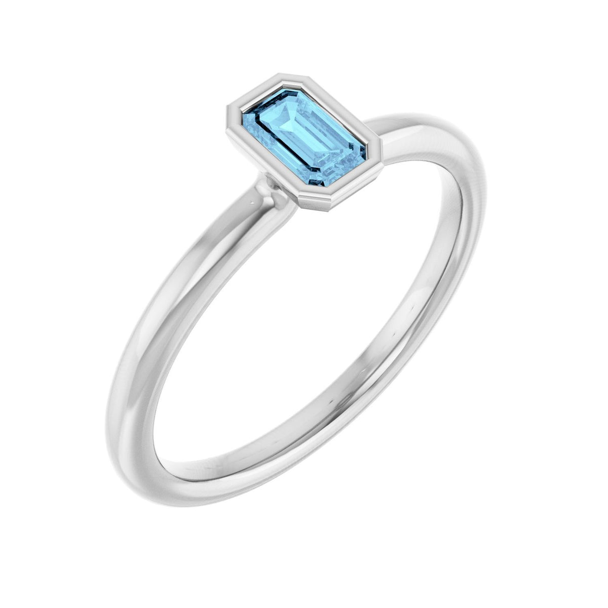 14K White Gold Emerald Aquamarine stackable ring