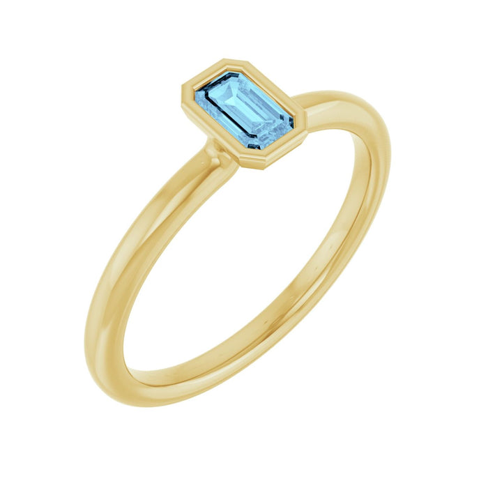 14K Yellow Gold Emerald Aquamarine stackable ring
