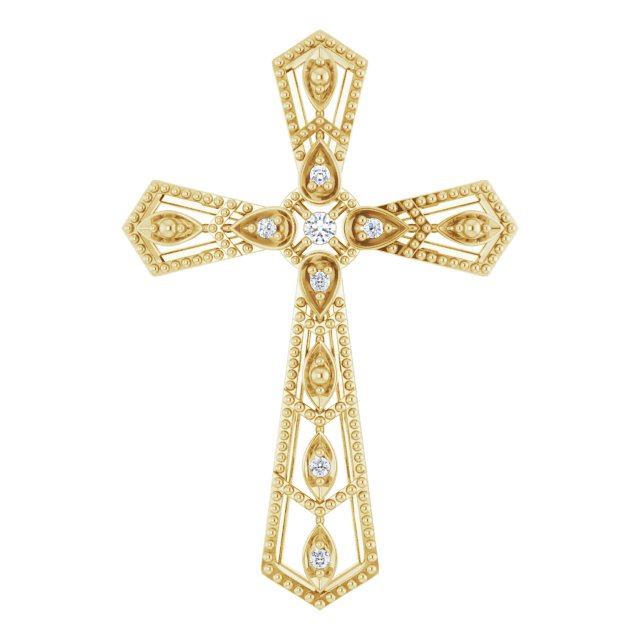 pave diamond cross pendant in 14k yellow gold