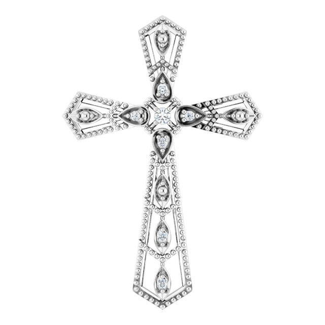 pave diamond cross pendant in 14k white gold