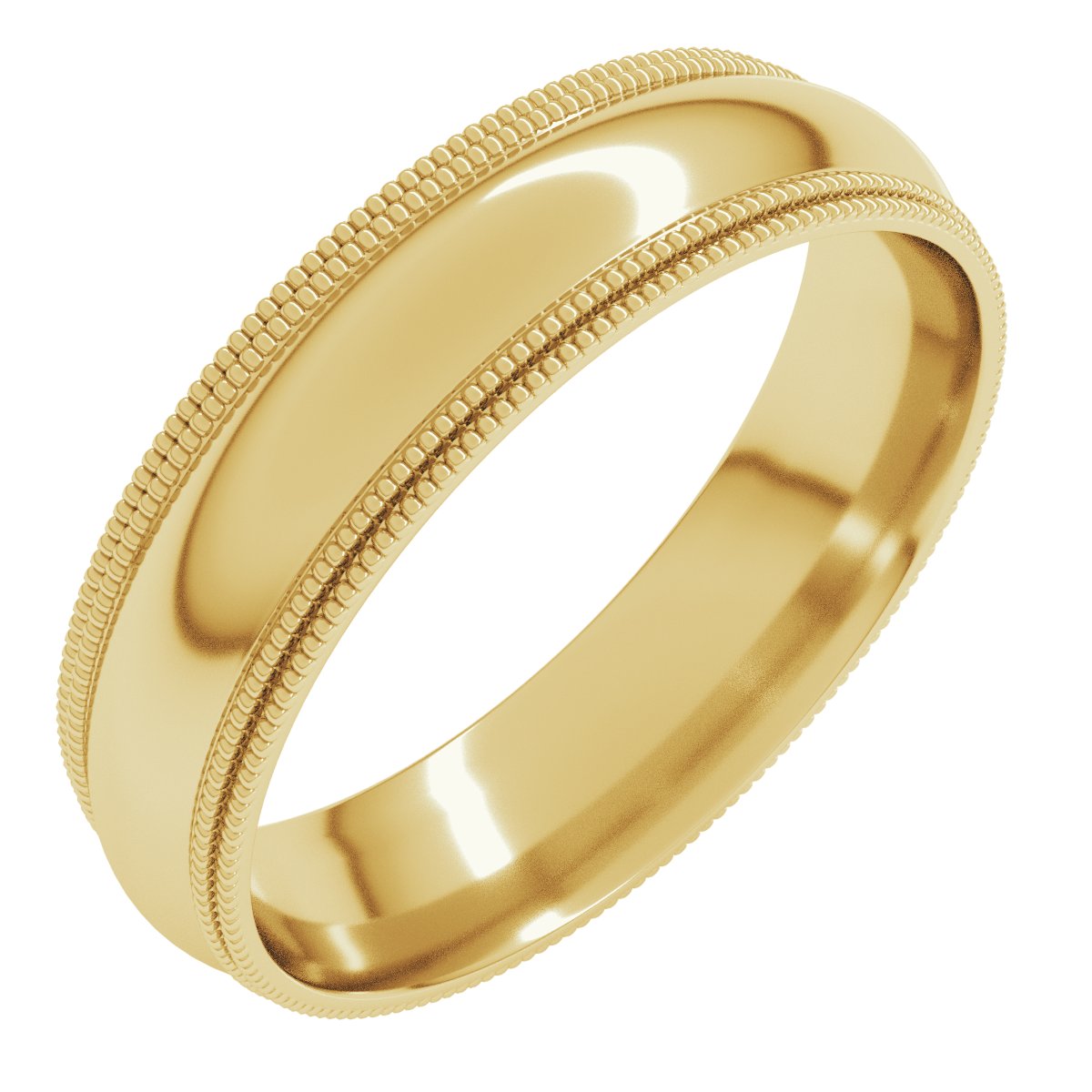 5mm half round wedding band in 18K Yellow Gold