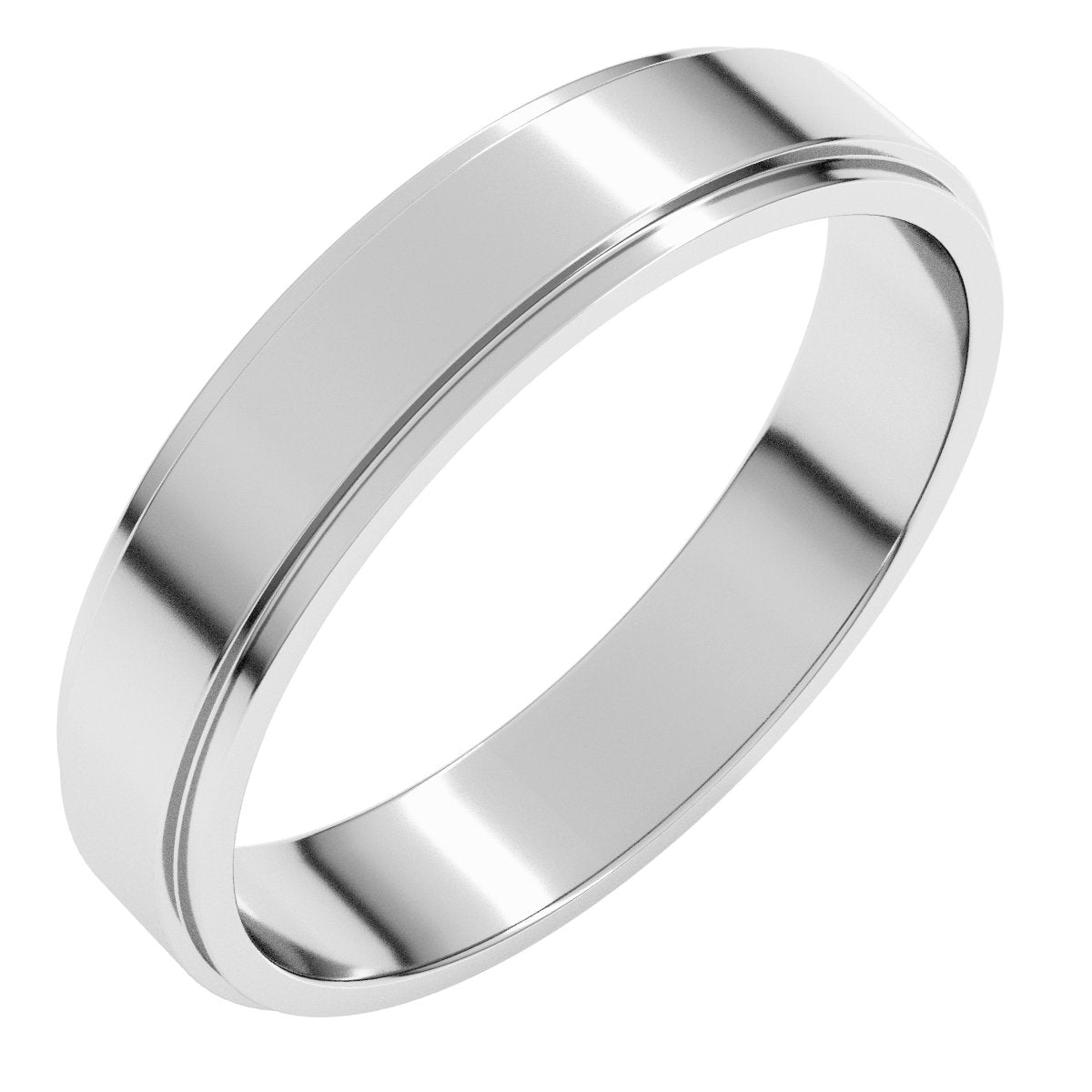 4mm stepped-edge half round wedding band in 10K White Gold