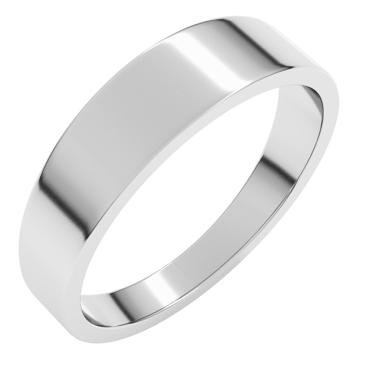 5mm flat wedding band in 10K White Gold