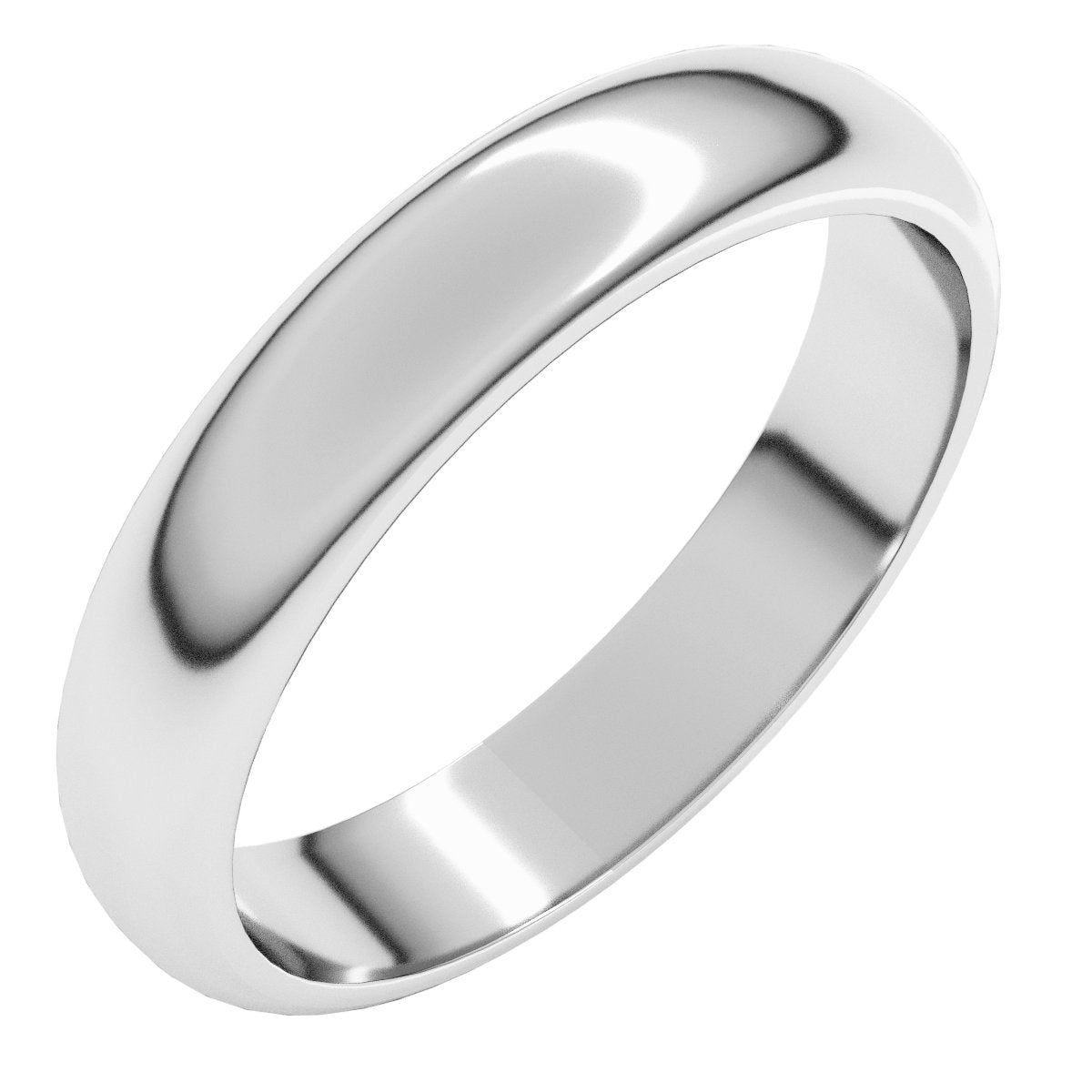 4mm half round wedding band in 18K White Gold