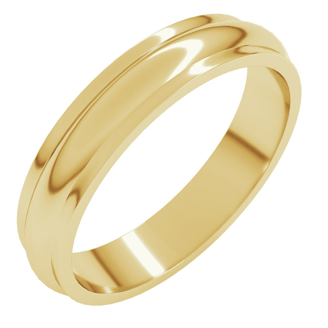 4mm stepped-edge half round wedding band in 14K Yellow Gold