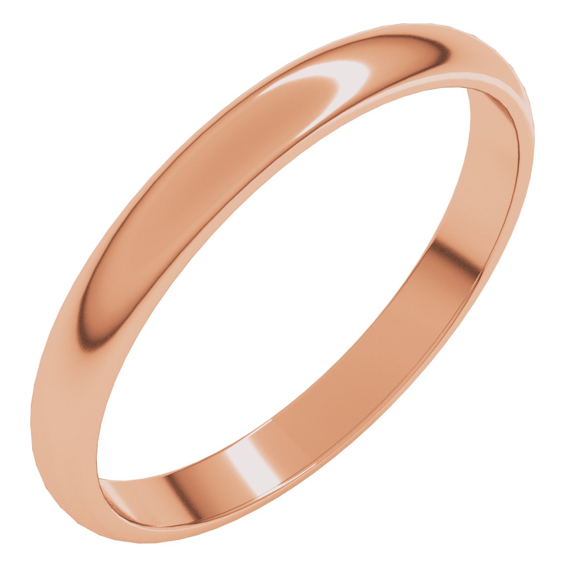 2.5mm half round wedding band in 18K Rose Gold
