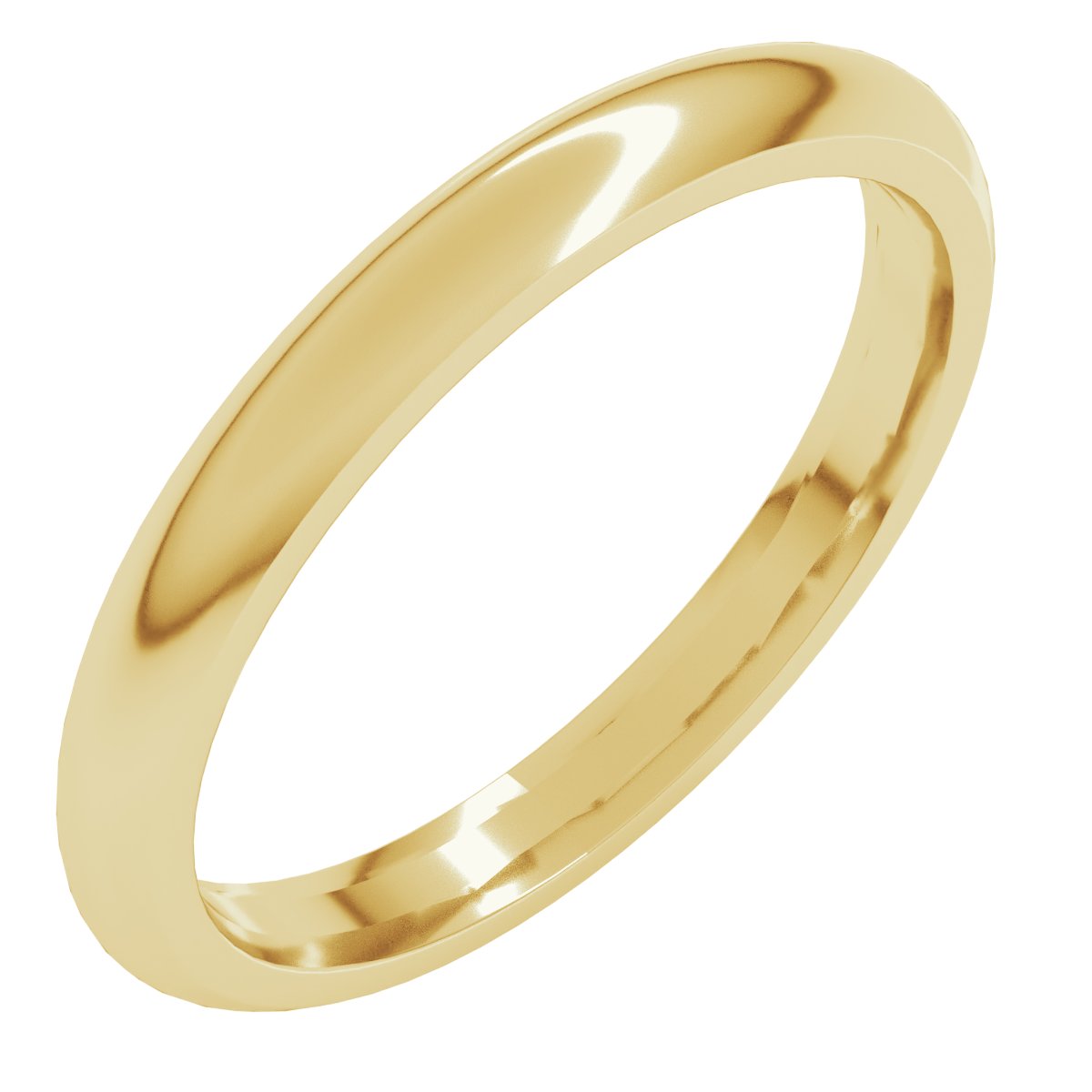 2.5mm half round wedding band in 10K Yellow Gold