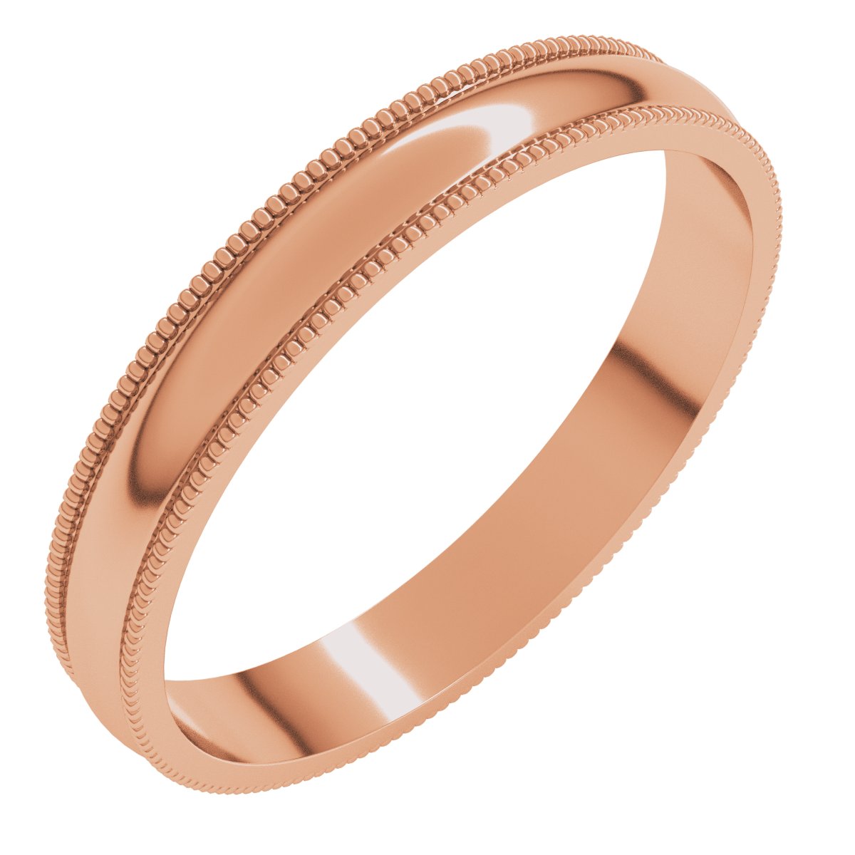 3mm milgrain half round wedding band in 14K Rose Gold
