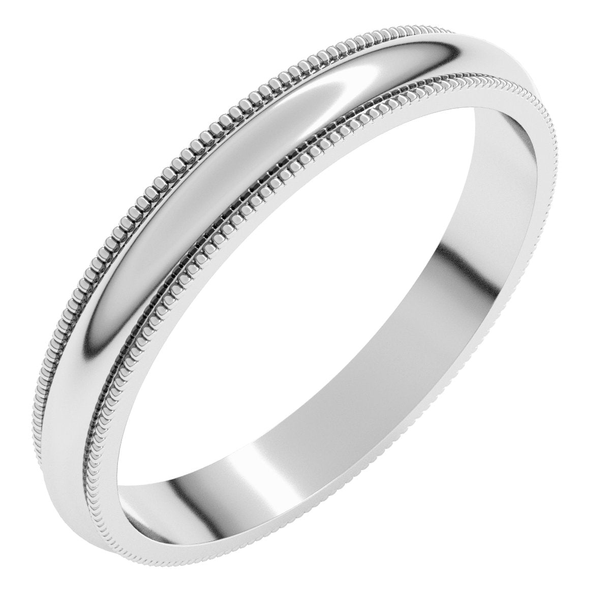 3mm milgrain half round wedding band in Platinum