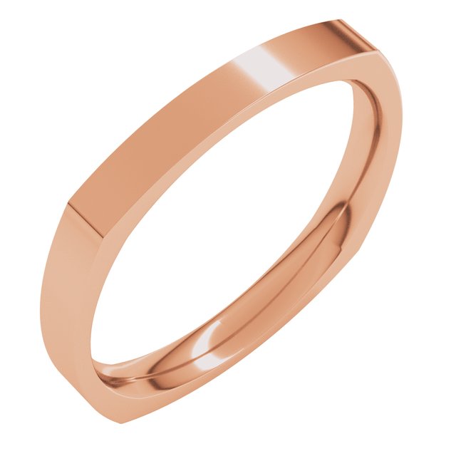2.5mm comfort-fit square stacking band in 10K Rose Gold